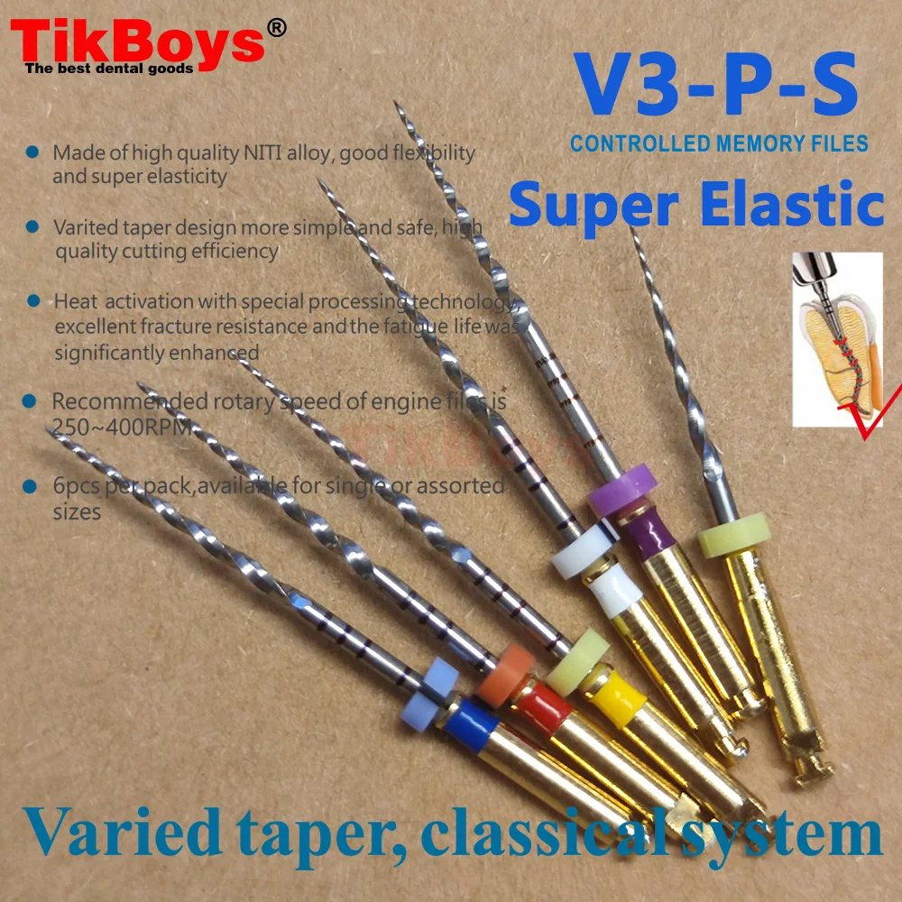 6Pcs/Box Heat-Activated Rotary Nickel Titanium Canal Tools Exceptional Anti-Breakage Capacity for Root Canal Shaping SX-F3 25MM