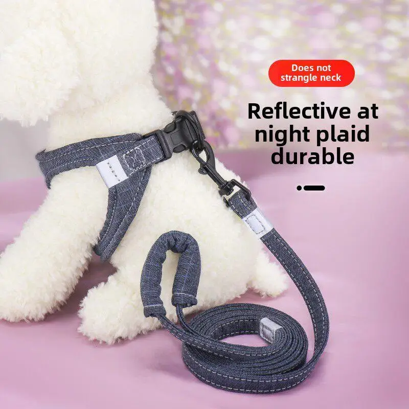 小型犬用リード-ベストスタイル-ペット用品-テディ-コーギー-ハーネス-調節可能なナイロン素材-伸縮式リード-通常仕様
