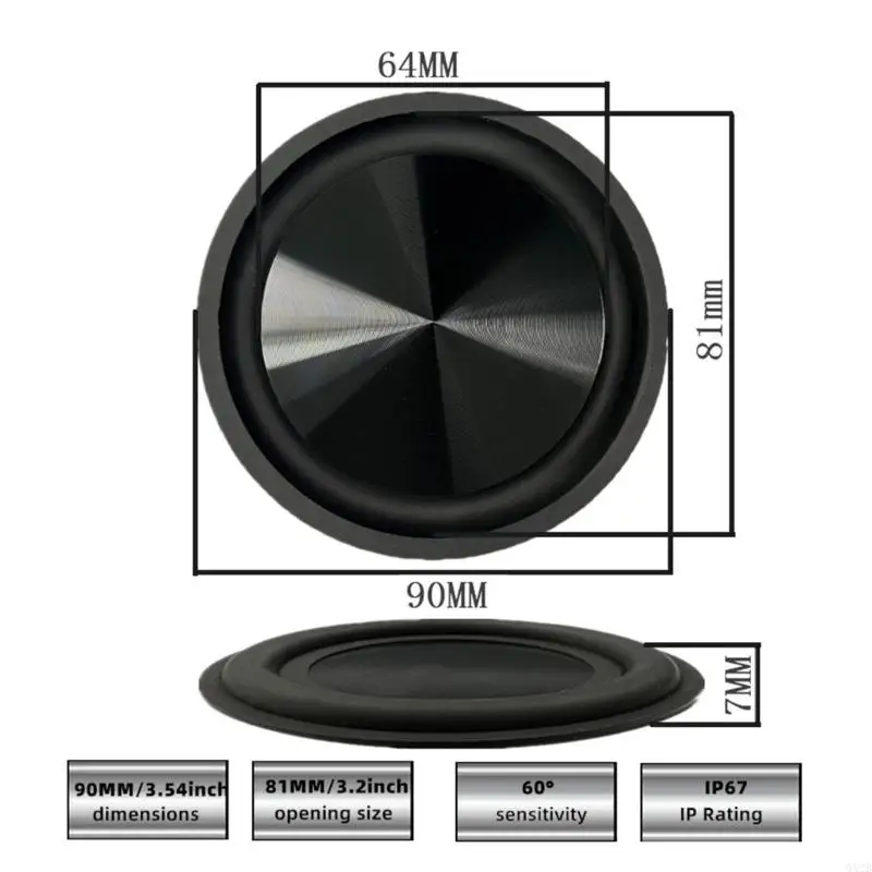 Qx2b 3,54 "90mm Bass Radiator Speaker Diafragma fortalecer as membranas vibração