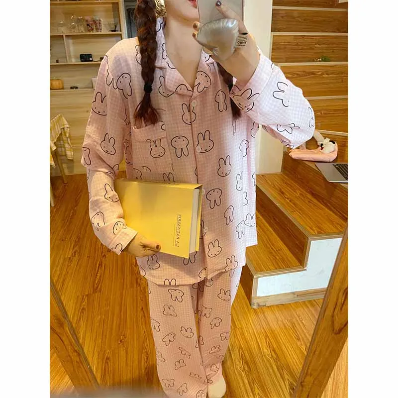 New Miniso Kawaii Miffys Pajamas Suit Anime Cute Cartoon Cotton Sweat Absorption Home Clothes for Y2K Girls Birthday Gifts Toys