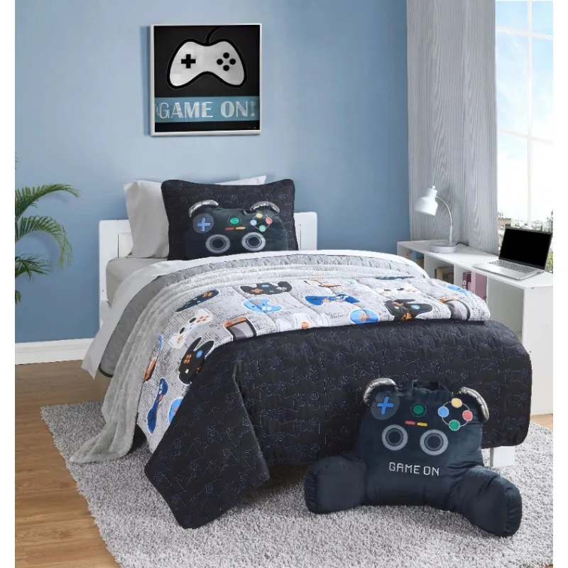 

Kids Reversible Microfiber Quilt Set, Gamer, Twin, 2 Piece