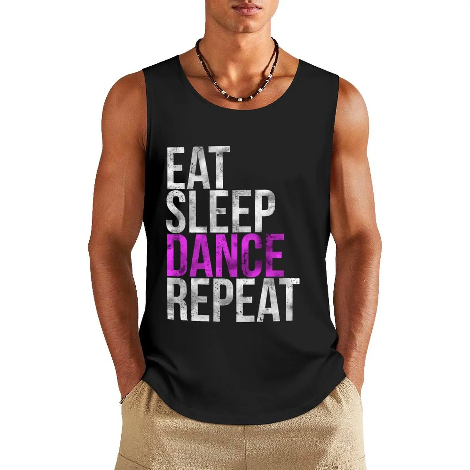 

Eat Sleep Dance Repeat Tank Top summer clothes man 2025 bodybuilding t-shirt