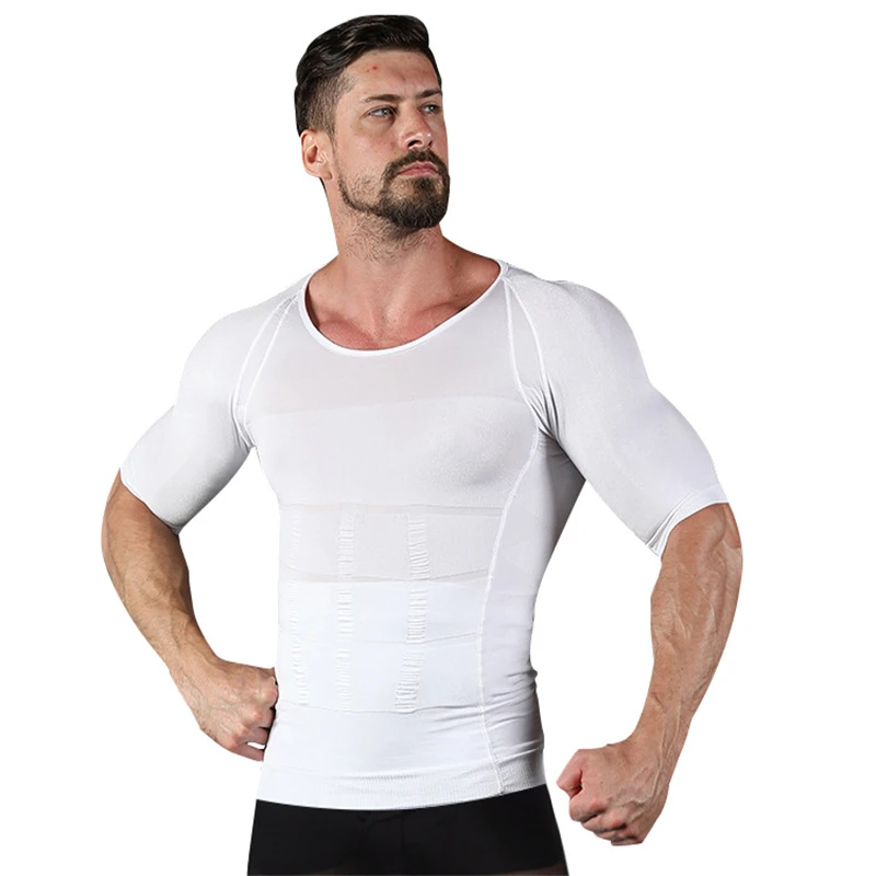 Men\'s Body Shaper T-Shirts Short Sleeves Corset Stomach Body Shapers Sports Stretch Men\'s Shapewear Short Sleeves Tank Tops