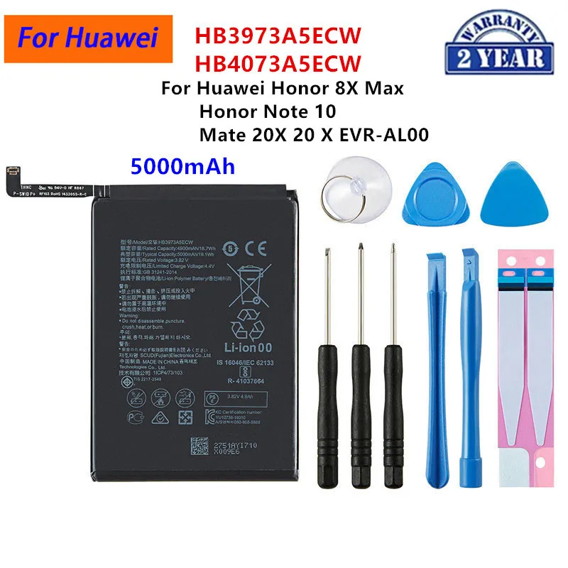 

100% Orginal HB3973A5ECW HB4073A5ECW 5000mAh Battery For HUAWEI Honor 8X Max/Honor Note 10 /Mate 20X 20 X EVR-AL00