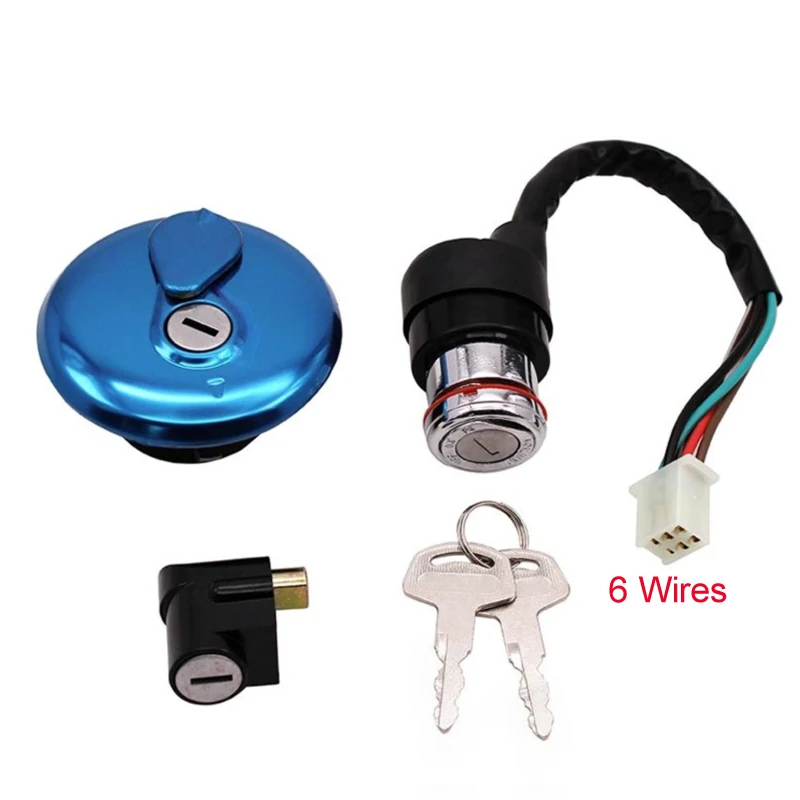 For GN125/H/F HJ125-8 Ignition Switch Set with Tank Cap Steering Lock Of Suzuki Haojue Lifan Dayang Jialing Haojin Motorcycle