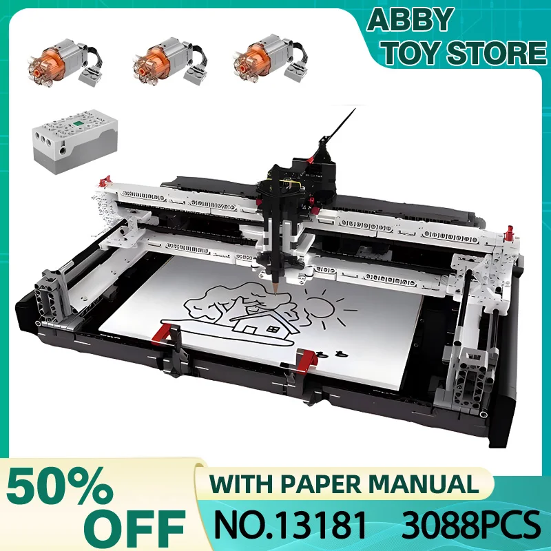 MOULD KING-13181 MOC APP Programing Plotter Model, modelo de bloques de construcción, bloques de montaje, rompecabezas, juguetes, regalo de Navidad para niños