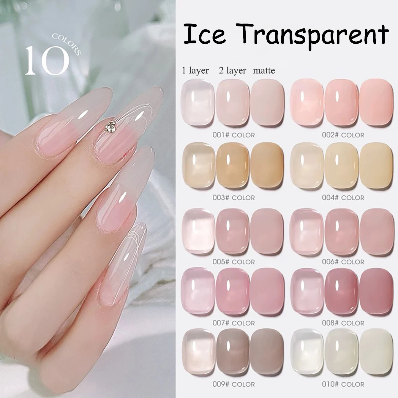 1 pièces ZH hydratant peau rafraîchissant rose blanc glace Transparent nu Gel vernis à ongles été populaire doux blanchissant Nail Art