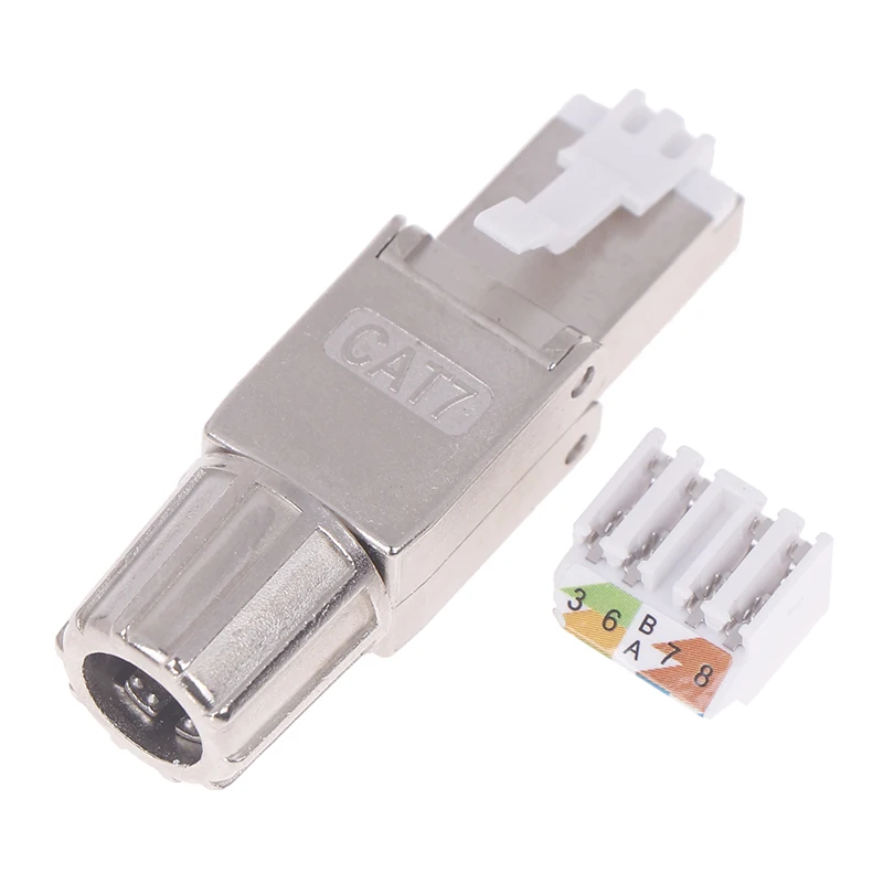 1Pc RJ45 Cat7 Connectors Tool-Free Reusable Shielded Ethernet Termination Field Modular Plugs 2000MHz 40Gbps LAN Cable 22-26AWG