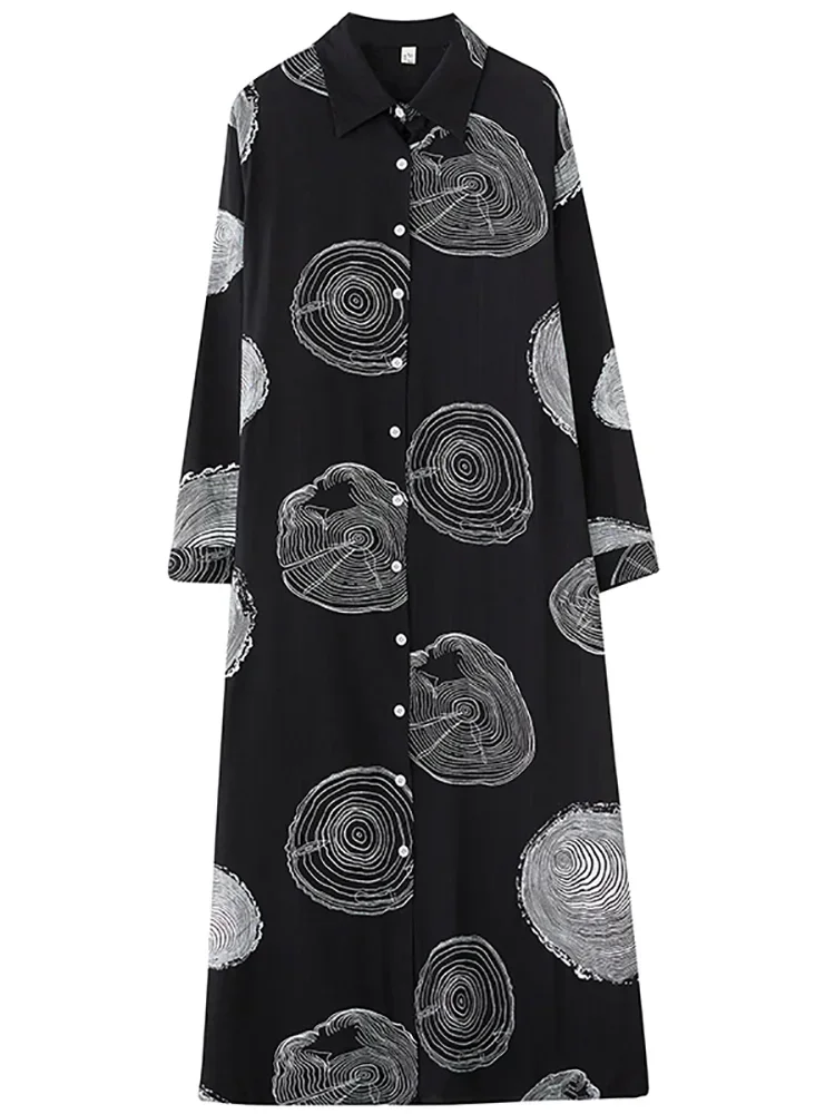 XITAO-vestido con estampado de flores y una hilera de botones, vestido de Color contrastante, corte en A, informal, manga larga, cuello vuelto, GMM1182