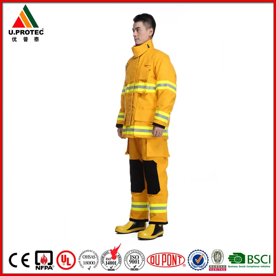 Factory Supply NFPA 1971 EN 469 Twill Shell 4 Layers Safety Firman Suits Nomex fighting Suits for fighter