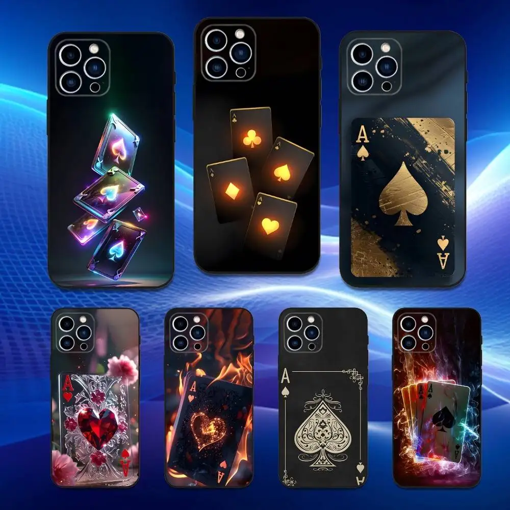 

Ace Art Spades Phone Case For iPhone 17,16,15,14,13,12,11 Plus,Pro Max,XS,X,XR,SE,Mini,8,7,Soft Silicone Black Cover