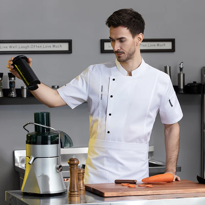 Camisa de camarero profesional para hombre, uniforme de trabajo para restaurante, ropa de cocinero, ropa de trabajo para Hotel, monos de cocina, chaqueta de Chef de panadería