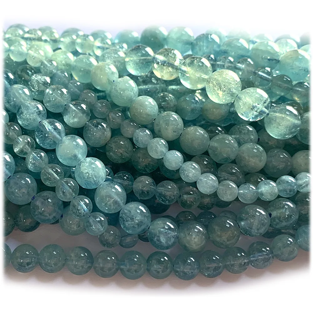 veemake aquamarine contas redondas para fazer joias natural azul claro verde solto 08254 01