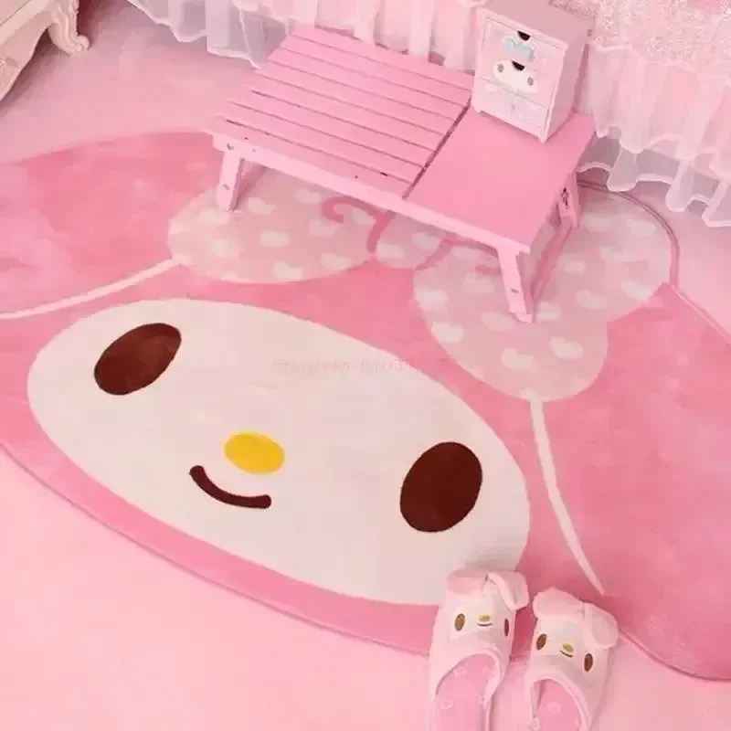 Alfombra Saniro My Melody de 60x90cm, alfombras Kawaii de piel suave para el hogar, alfombra para el suelo del dormitorio de las niñas, felpudo decorativo, regalo de dibujos animados