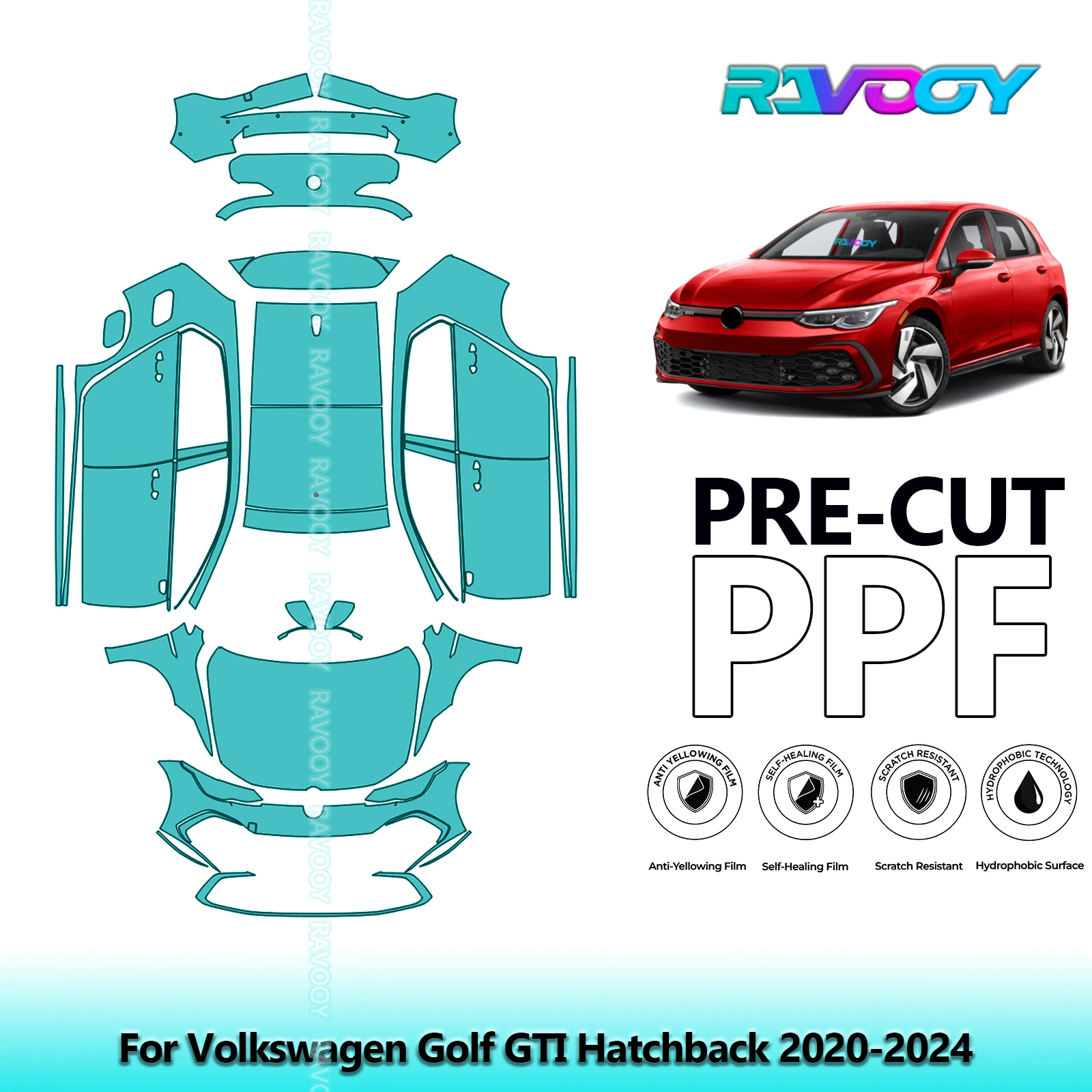 

Full Vehicle Clear Bra Precut PPF Paint Protection Film For Volkswagen Golf GTI Hatchback 2020-2024