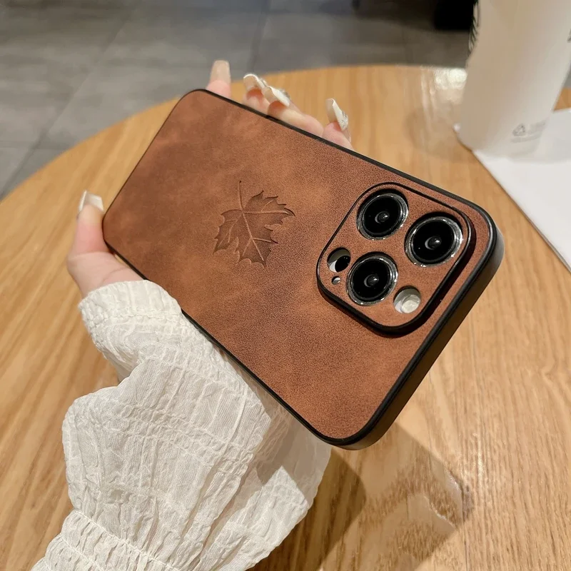 

Pop Luxury Cortex Tree Leaf Matte Phone Case For IPhone 11 12 13 14 15 16 17 Pro Max Plus Air Bumper Cases Back Cover