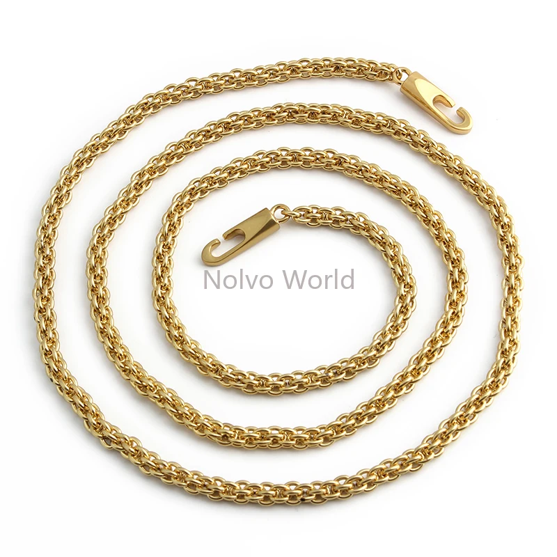 100/110/120/130CM 8MM Iron Satin Gold Metal Bag Chains For Women Crossbody Tote Shoulder Strap Heavy Handle Jewelry Accessories