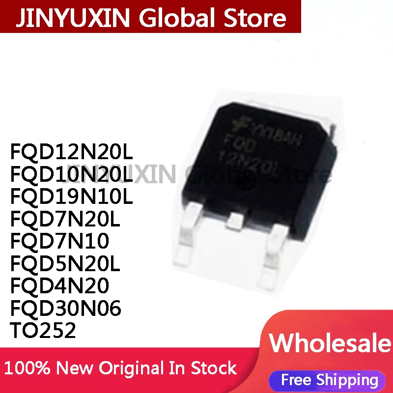 20PCS FQD19N10L FQD4N20 FQD5N20L FQD7N20L FQD10N20L FQD12N20L FQD30N06 FQD7N10 N-channel field-effect transistor TO-252-2 IC