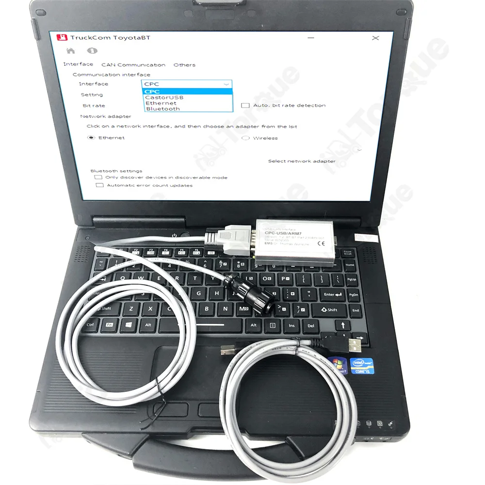 

CF53 laptop Forklift truck Diagnostic Tool for TOYOTA BT FORKLIFT TruckCom CANUSB diagnostic Interface CPC-USB ARM7 EMS