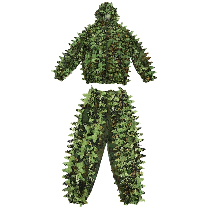 Sticky Flower Bionic Leaves Camouflage Suit Hunting Ghillie Suit Woodland Camouflage Universal Camo Set