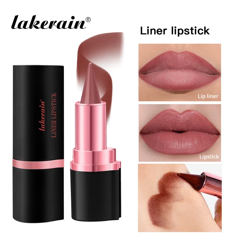 Puntige gradiënt lippenstift druif koffie bruine kleur mat soepel lip voering contourpotlood waterdicht sexy roze lippen make-up