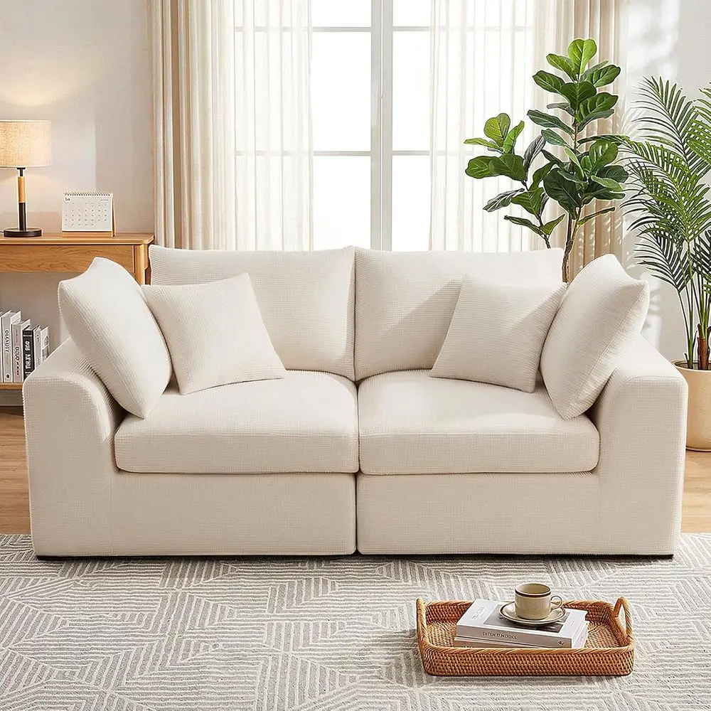 

78 Beige Cloud-Soft Sectional Sofa for Living Room