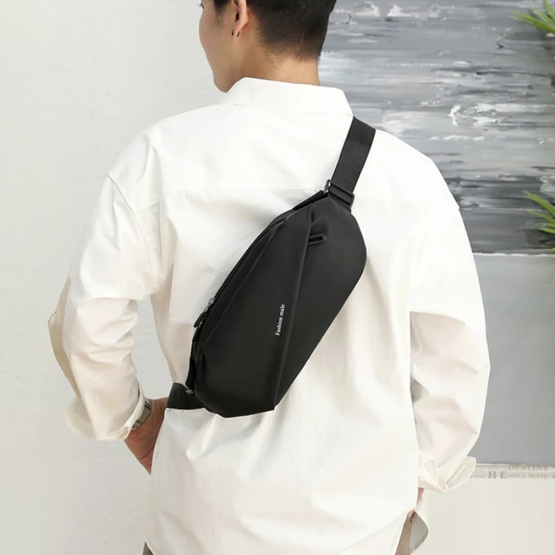 Bolso de cintura de nailon liso para hombre, bandolera Simple y a la moda, Bolsos de hombro estéticos para viajes y ocio