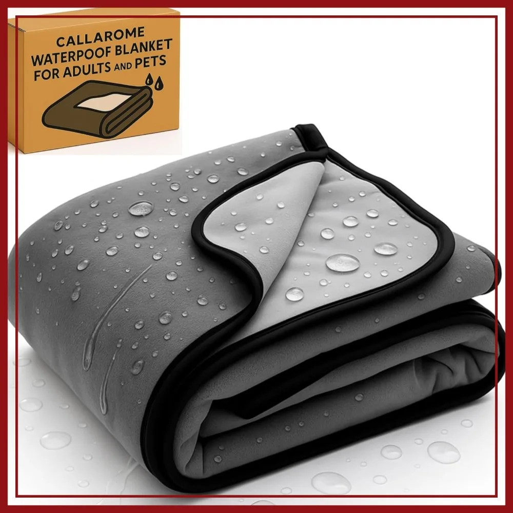Waterproof Throw Blanket for Bed Couch, Soft Leakproof Reversible 60x80, Easy Clean