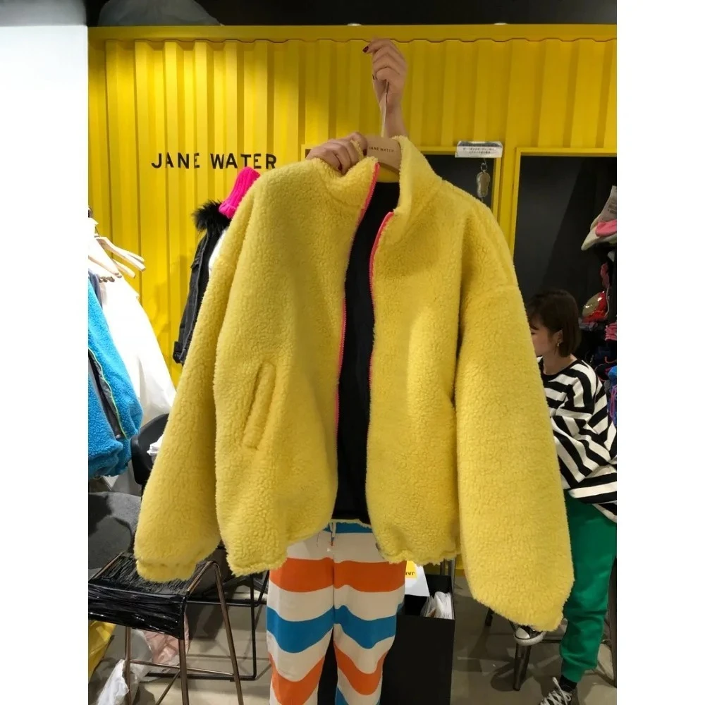 2025 primavera e outono novo desenho animado mickey cordeiro velo engrossado jaqueta feminina solta roupas femininas