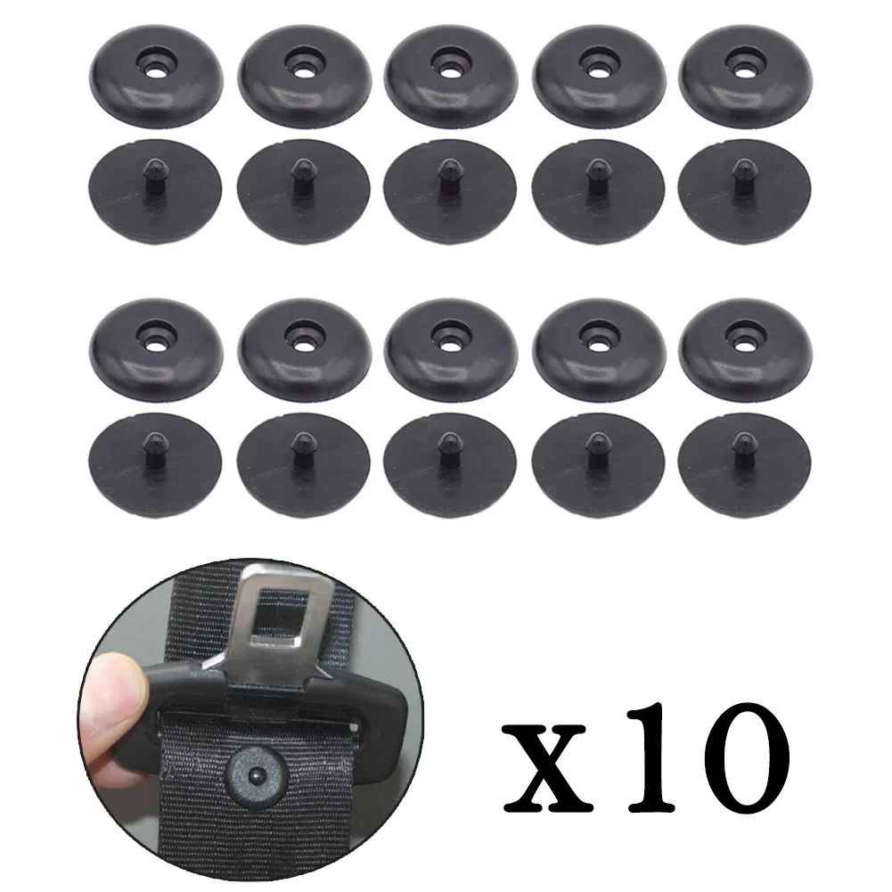 

10pcs Black Car Seat Belt Button Clip Safety Seat Belt Stopper Buckle Retainer Fixing Clips Plastic Fastener Auto Accessories