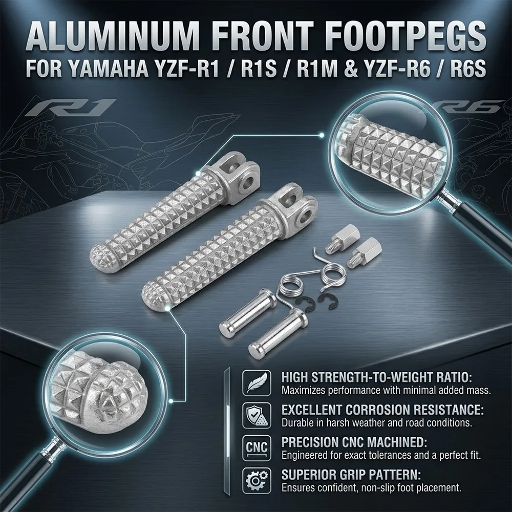 Motorcycle Accessories Footrest Foot Step Peg Aluminum Universal Parts Front Pedal For YAMAHA YZF R1 R1S/R1M R6 R6S R1M R6 YZFR1