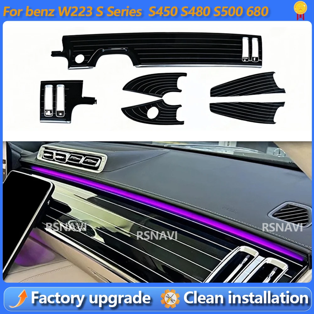 Car Piano Paint Style Interior Panel for Mercedes Benz W223 S Series Maybach S450 S480 S500 680 Center Console Piano Paint