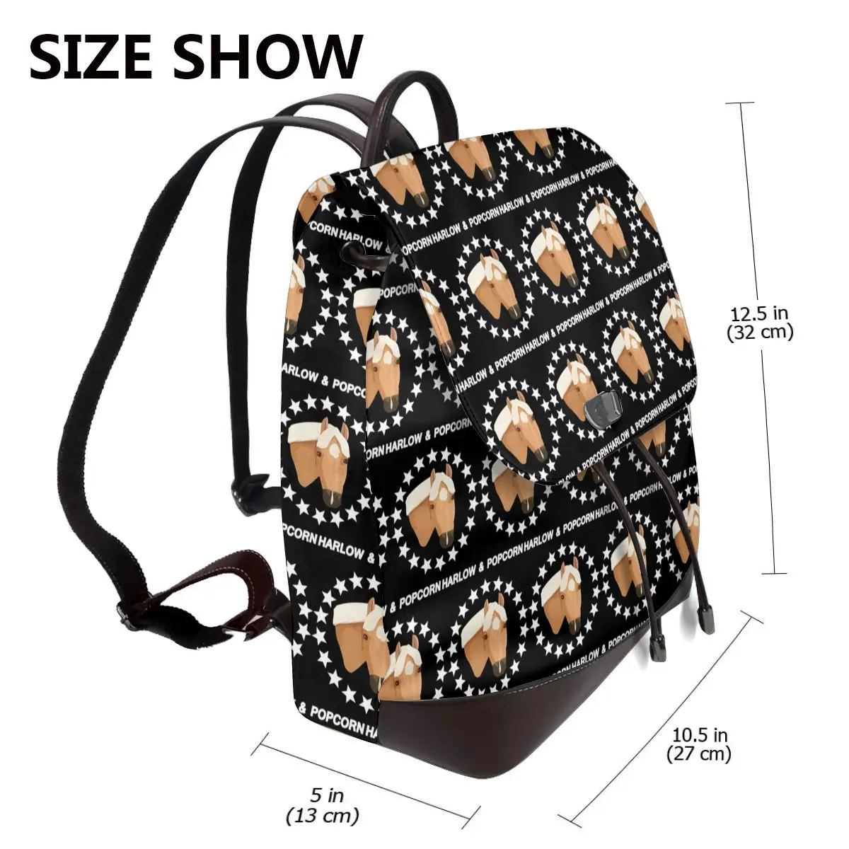 Harlow And Popcorn Merch Popcorn The Pony Bookbag School Student Bags Hiking Travel Daypack for Women Fashion Derma Backpack