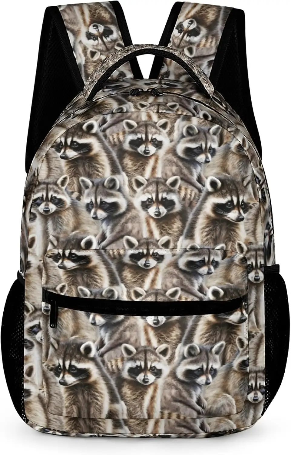 Raccoon Backpack for Kids Girls Boys Bookbag All-over print design Tear abrasion resistant Premium feel Vibrant Heavy daily use