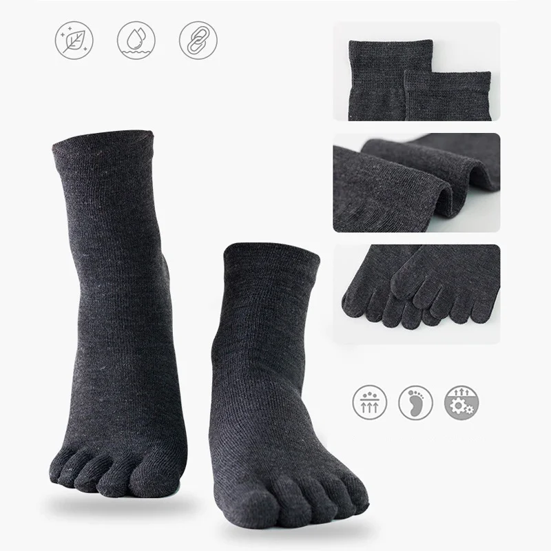 4 Pairs Men's Breathable Sweat Socks Toe Socks, Novelty Socks, Sports Socks image 3