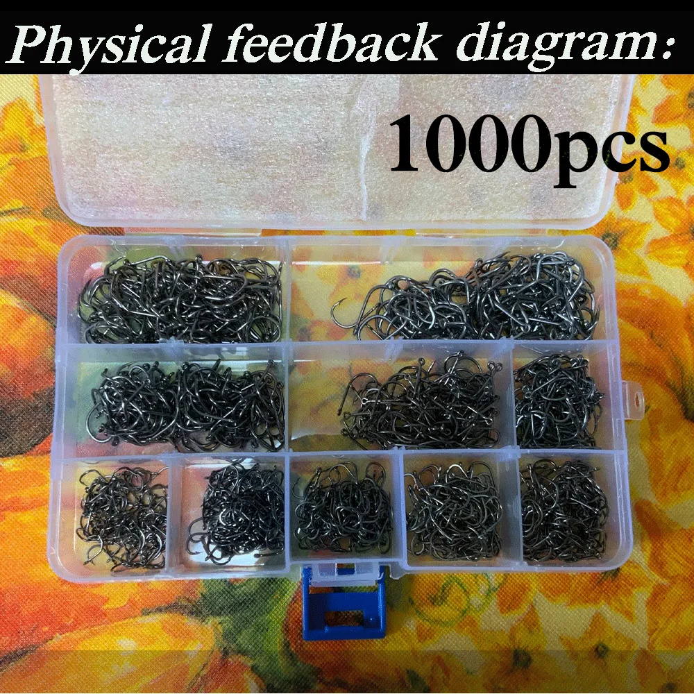 100-1000Pcs Fishing Hook Box Set for Seawater and Freshwater High Carbon Steel Fishing Hook Accessories Fishing Gear Equipment