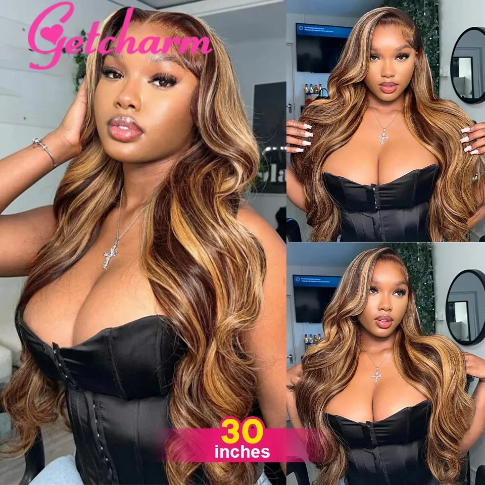 13 × 4 Highlight Pruik Human Hair Body Wave Ombre Human Hair Pruik 13 × 6 360 Hd Lace Front Pruik Braziliaanse 4/27 Honingblonde Gekleurde Pruiken