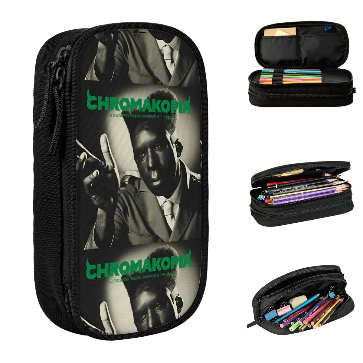 Tylers The Creator Chromakopia Tour 2024 Pencil Cases Fashion Rapper Pen Holder Bag for Student Large Storage Office Pencil Box