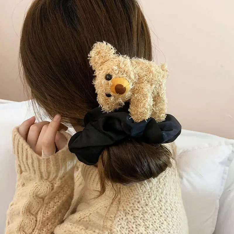1 Stück Plüsch-Teddybär mit Haarschlaufe für den Dickdarm, Retro-Temperament, High-End-Gefühl von Maillard, Haarseil-Zubehör