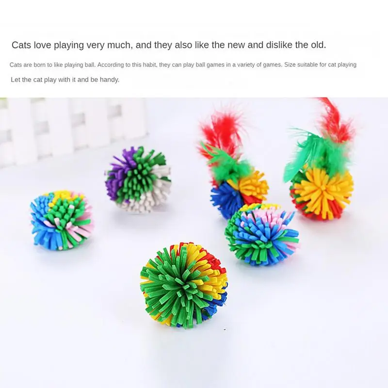 Bouncy Balls For Cats Colorful High Quality Light Weight Kitten Toy Fun Rolling Cat Balls Soft Playing Chewing Plush for pets