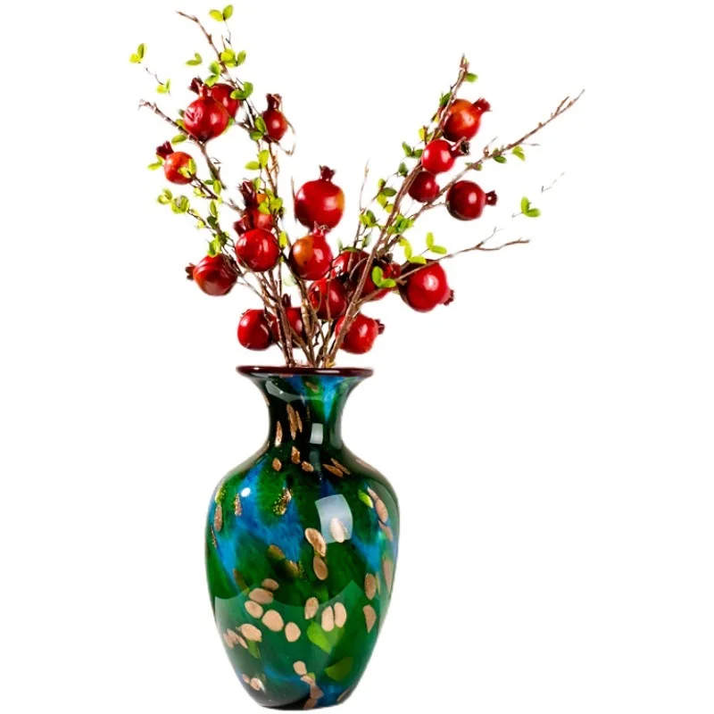 

Green gilt glazed vase light luxury modern living room entrance corner TV cabinet decorative dining table ornament