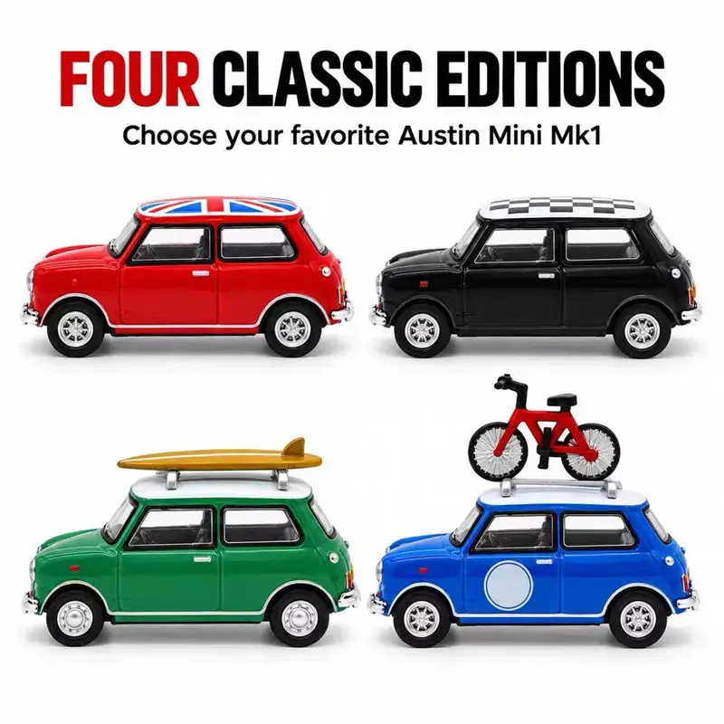 1:64 Austin Morris Mini MK1 Alloy Classic City Compact Car Model Diecast Metal Retro Vintage Vehicles Car Model Simulation Gifts
