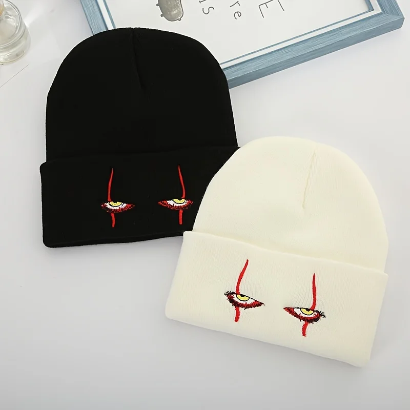 Winter Beanie Pullover Hat Women's Knitted Hat Embroidered Skullies Hat Cap Men Autumn Warm Ski Bonnets Unisex Cuffed Skull Caps