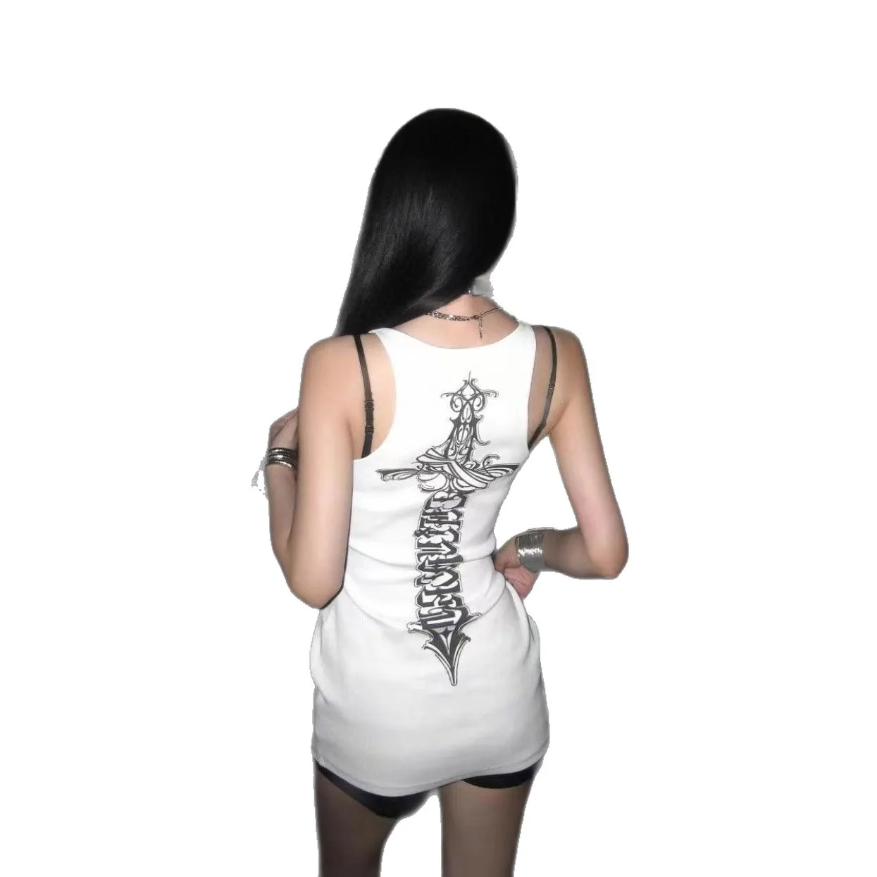 Print Gothic Harajuku Sleeveless T-shirt Women Streetwear Sexy Y2K Tees Tops Summer Vintage Fashion Cheap Clothes Woman Tshirt