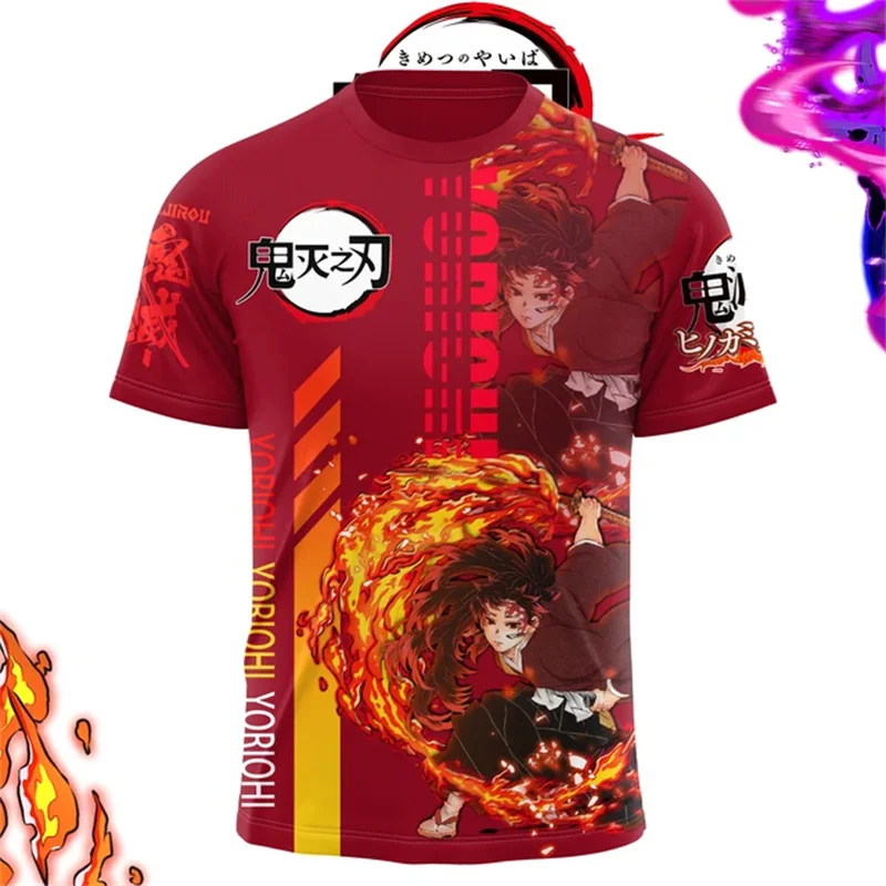 Camiseta Unisex con estampado 3D de demon killer, camisa de Anime japonés de manga corta, transpirable