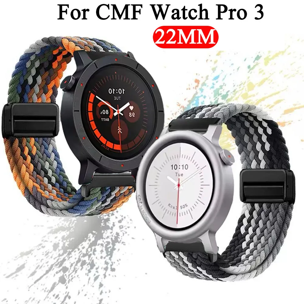 Braided Solo Loop 22mm For CMF Watch Pro 3 Magnetic Clasp Bracelet Correa For CMF by Nothing Watch Pro 2 1 Men Women Wristband