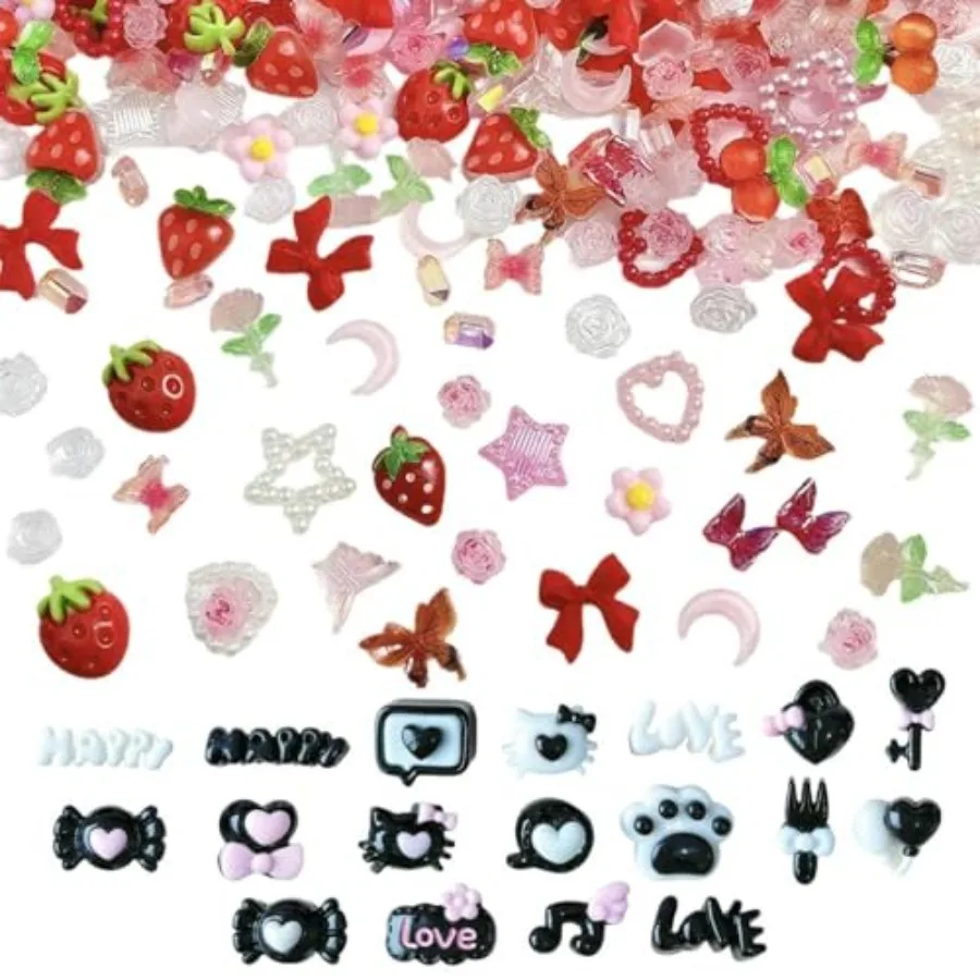 

80 Pcs Red Junk Case Charms Strawberry Charms for Junk Case DIY Big Charm for JunkCase Personalization Accessories Women