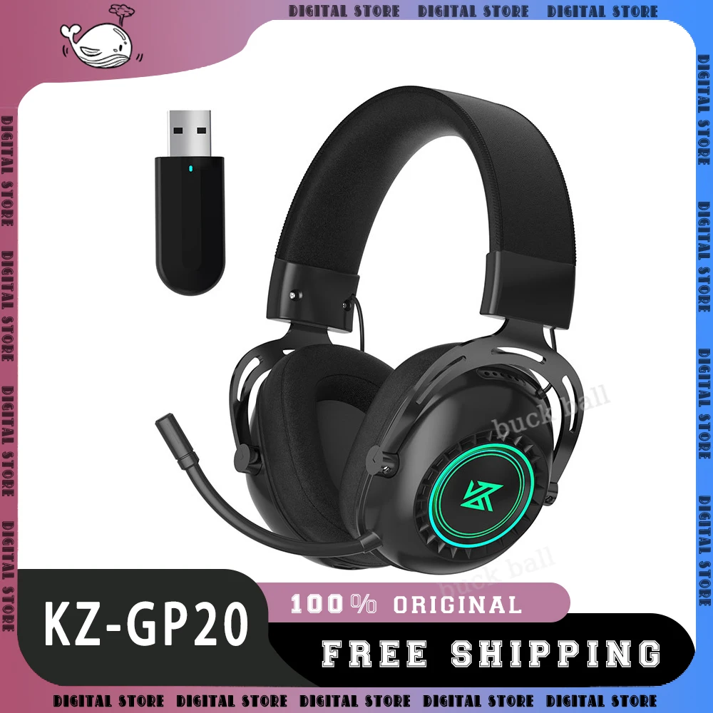 Kz Gp20 Game Headphones 2.4g Wireless Bluetooth-Compatible 5.0 Customize Earphone Long Battery Life Noise Cancell Headset