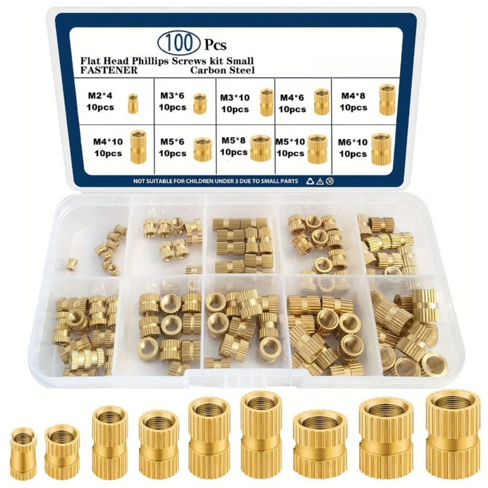 M2 M3 M4 M5 M6 Injection Molded Copper Nuts Hot-melt Knurled Nuts Imperial Pre-drilled Copper Knurled Nuts Hardware Fasteners