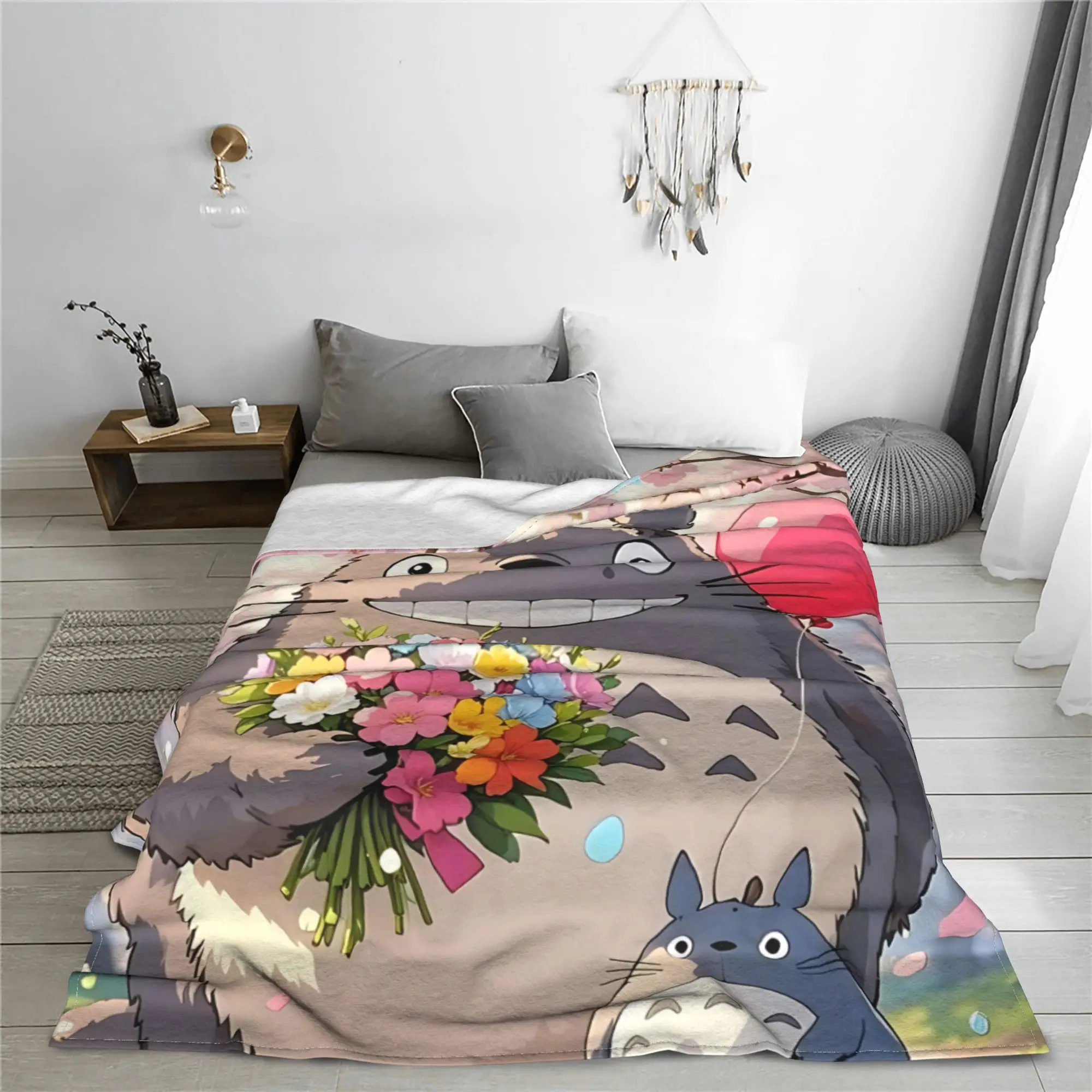 1PC home Cutecore Room Decor My Neighbor Totoros Blanket Throw Blanket  Novelty Warm Blanket All Season